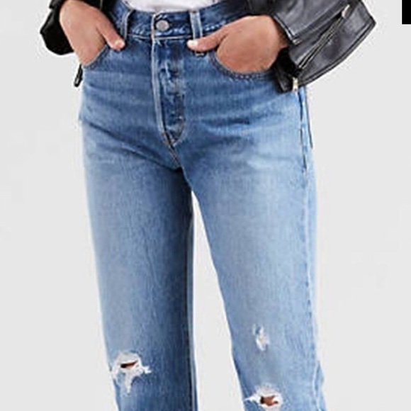 Levi’s 501’s Raw Hem Denim Jeans High Rise NWT - Picture 7 of 10